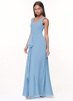 Azazie Julianna Brudtärnklänningar Klä av A-Linje i Chiffong Puderblå image3