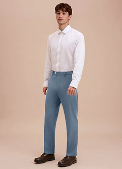 front Ethan Dusty Blue Refined Weave Dress Pants