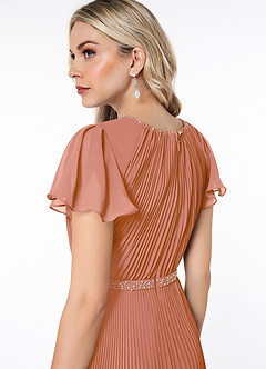 Azazie Kara Modest brudtärna klänningar Klänning A-Line Plisserad Golvlängd Chiffong image6