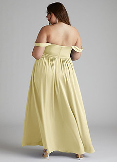 Azazie Morana Vestidos de damas de honor Vestido de Sorbete De Limón de Satén Elástico de Corte en A Convertible con Vestidos sin tirantes image14