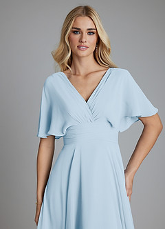 Azazie Pamela Bridesmaid Dresses Sky Blue A-Line V-Neck Pleated Chiffon Dress image5
