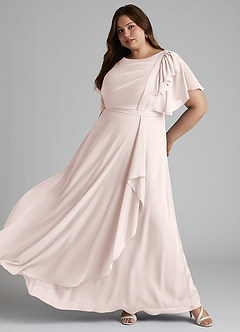 Azazie Aaliyah Modest Bridesmaid Dresses A-Line Scoop Pleated Chiffon Floor-Length Dress image8