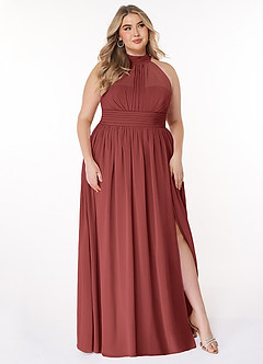 Azazie Iman Bridesmaid Dresses Terracotta A-Line A-Line Ruched Chiffon Dress image11