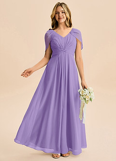 Azazie Emma Junior Robe Trapèze en Mousseline de soie Plissée Tahiti image5