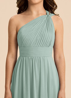 Azazie Skye Junior Agave A-Line Pleated Chiffon Dress image5