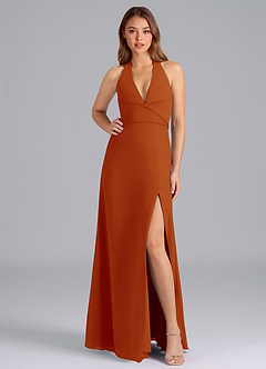 Azazie Odie Bridesmaid Dresses Paprika A-Line Chiffon Dress image3
