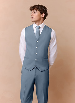 front James Dusty Blue Structured Stretch Suit Vest