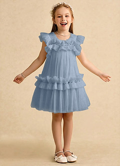 Azazie Veya Flower Girl Klänningar Klä A-Line i Tyll Paljetter image1