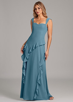 Azazie Sloane 신부 들러리 드레스 A라인 스윗하트 네크라인 쉬폰 바닥 길이 드레스 image6