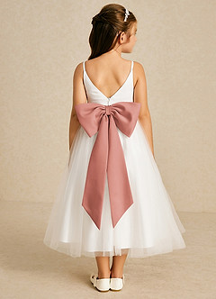 Azazie Lea Flower Girl Dresses Rosette A-Line Spaghetti Strap Tulle Dress image2