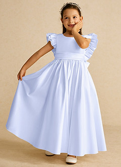 Azazie Piglette vestidos de niña de las flores Vestido de Lavanda de Satin Mate de Corte En A con Lazo image6