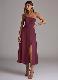 Azazie Wren Bridesmaid Dresses Cabernet A-Line Strapless Chiffon Dress image1