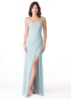 Azazie Deandra Bridesmaid Dresses Mist Mermaid Pleated Mesh Dress image1