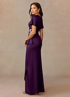 Azazie Robins Kleider für die Brautmutter A-Linie Plissee Stretch-Satin Kleid Traube image2