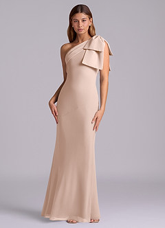 Azazie Yuanna Bridesmaid Dresses English Rose Mermaid One Shoulder Chiffon Dress image4