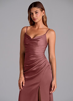 Azazie Claudelle Suknie dla druhen Syrena Bez ramiączek Satyna elastyczna Do ziemi Sukienka image2