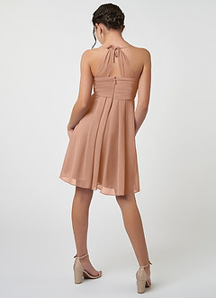 Azazie Ginny Junior A-Linie Plissee Chiffon Kleid Champagner Rosa image2