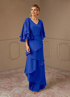 Azazie OHara Mother of the Bride Dresses Royal Blue A-Line V-Neck Chiffon Dress image1