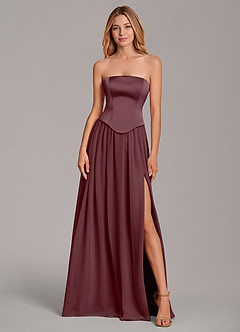 Azazie Cadence Suknie dla druhen Linia A Gorset Satyna elastyczna Do ziemi Sukienka image5