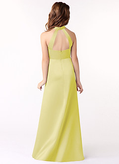Azazie Laurel Junior Robe Trapèze en Mat Satiné Sorbet Citron image3