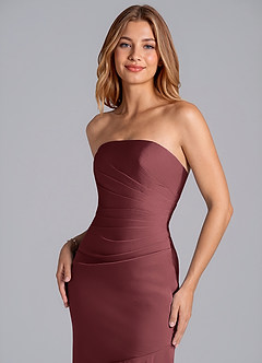 Azazie Danie Bridesmaid Dresses Merlot Sheath Strapless Chiffon Dress image7
