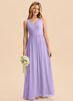 Azazie Kora Junior Lilac A-Line Pleated Chiffon Dress image3