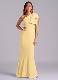 Azazie Yuanna Bridesmaid Dresses Butter Mermaid One Shoulder Chiffon Dress image1