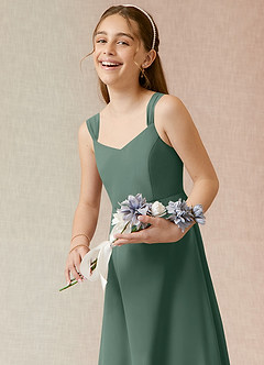 Azazie Denice Junior Sea Moss A-Line Chiffon Dress image6