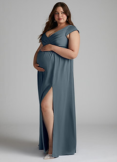 Azazie Allessia Abiti da damigella d'onore premaman Abito A-Line Plissettato Raso Elasticizzato Floor-Length image8