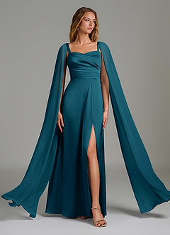Azazie Niveah Bridesmaid Dresses Ink Blue A-Line Strapless Stretch Satin Convertible Dress image5