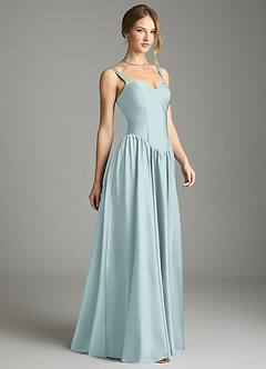 Azazie Evadina Suknie dla druhen Linia A Gorset Satyna elastyczna Do ziemi Sukienka image4