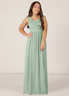 Azazie Gale Abito da Damigella Junior A-Line in Chiffon Increspato image1