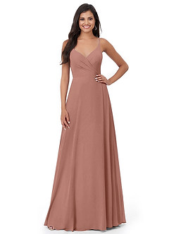 Azazie Lennon Bridesmaid Dresses Cedar Rose A-Line Lace Chiffon Dress image5