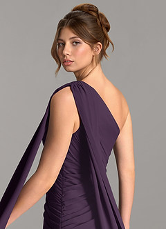 Azazie Ayra Bridesmaid Dresses Plum A-Line One Shoulder Chiffon Dress image7