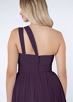 Azazie Molly Final Sale Plum A-Line One Shoulder Chiffon Dress image4