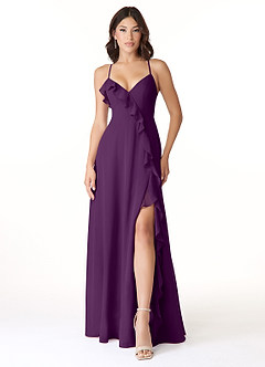 Azazie Tarni Bridesmaid Dresses Grape A-Line Chiffon Dress image1