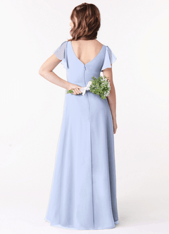Azazie Omari Junior Ice A-Line Ruched Chiffon Dress image2