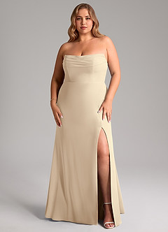 Azazie Saige Bridesmaid Dresses Champagne A-Line Off the Shoulder Chiffon Convertible Dress image16