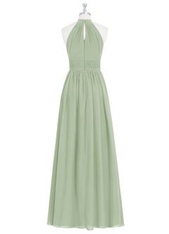 Azazie Cherish Robes de demoiselle d'honneur Robe Trapèze en Mousseline de soie Plissée Vert Sauge image7