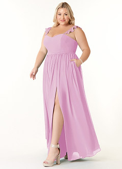 Azazie Metz Final Sale Candy Pink A-Line Sweetheart Ruched Chiffon Dress image9