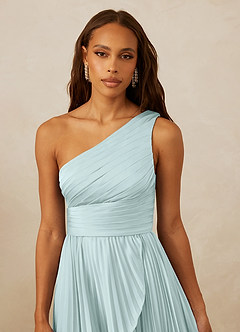 Christian Siriano Bridal for Azazie 1008 Robes de demoiselle d'honneur Robe Trapèze en Satin extensible Ue épaule Verre De Mer image8