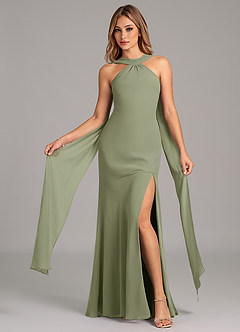 Azazie Kinsley Bridesmaid Dresses Pistachio Mermaid Pleated Chiffon Dress image5