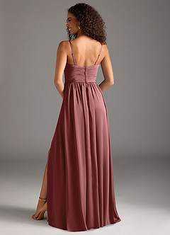 Azazie Alia Bridesmaid Dresses Amethyst A-Line Pleated Stretch Satin Dress image7