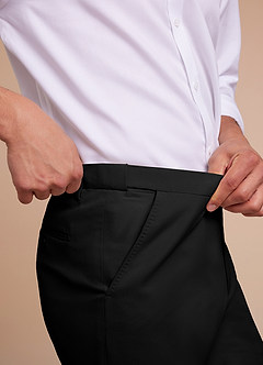 front Carter Black Cotton Linen Blend Dress Pants