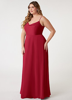 Azazie Daenerys Brautjungfernkleider A-Linie Kutte Chiffon Kleid Scharlachrot image10