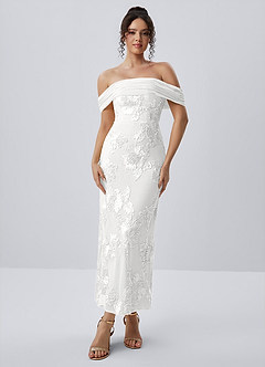 Berenice Weiß Stretch-Maxikleid aus 3D-Blumenspitze image4
