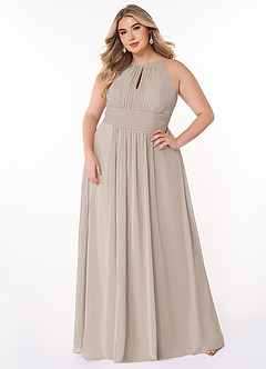 Azazie Bonnie Bridesmaid Dresses Frost A-Line Keyhole Ruched Chiffon Dress image6