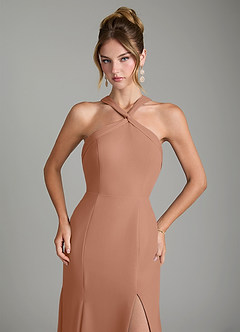 Azazie Rue Bridesmaid Dresses Bronzer A-Line Halter Chiffon Dress image3