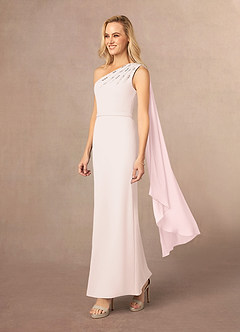 Azazie Gianna Mother of the Bride Dresses Blushing Pink One Shoulder Stretch Crepe Dress image2