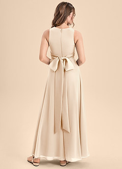 Azazie Lilenne Junior White Alabaster A-Line Bow Chiffon Dress image2